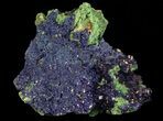 Sparkling Azurite Crystal Cluster with Malachite - Laos #69698-1